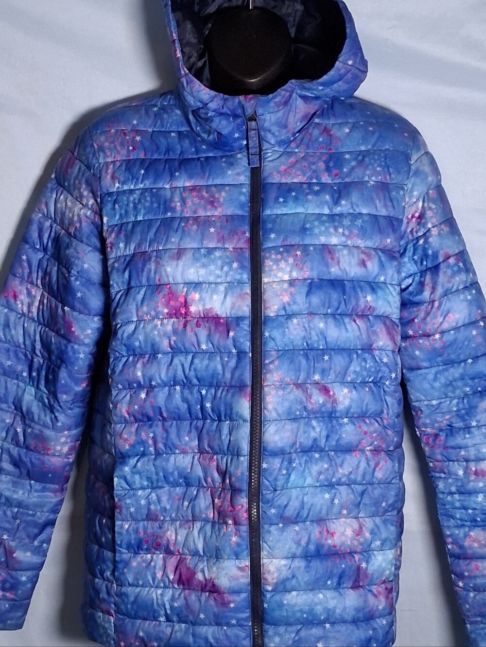 Lands' End Kids Hooded Packable Puffer Jacket - Galaxy / Star